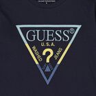 Boys Navy Blue Logo Long Sleeve Top, 2, hi-res