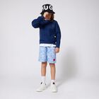 Boys Blue & White Logo Shorts, 1, hi-res
