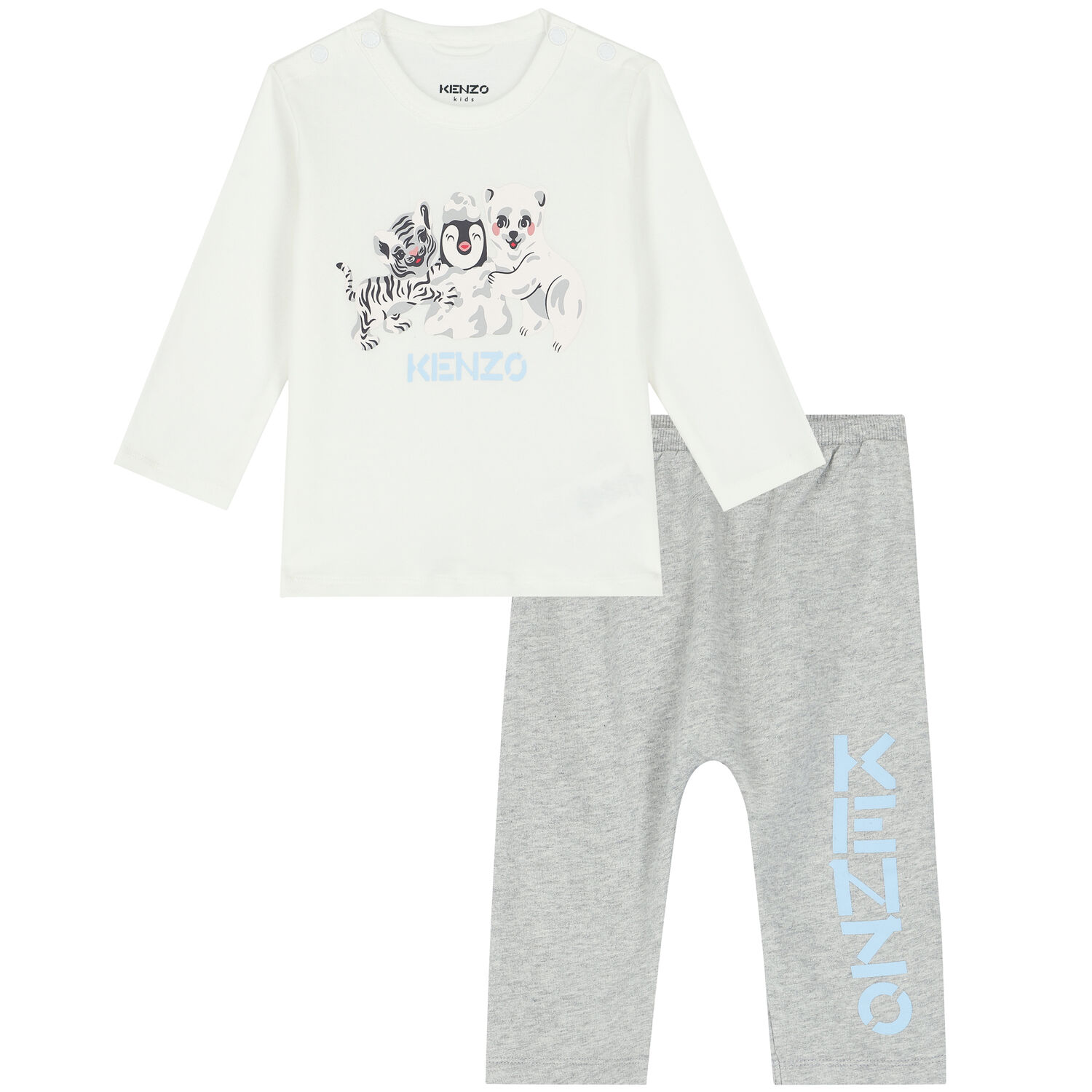 Baby Boys White & Grey Trousers Set, 1, hi-res