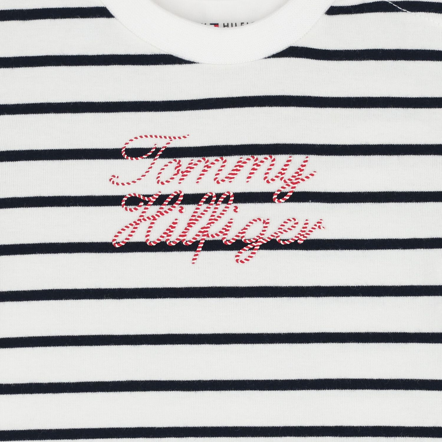 Younger Boys White & Ivory Striped Logo T-Shirts (2 Pack), 1, hi-res