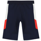 Boys Navy Logo Shorts, 1, hi-res