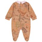 Baby Girls Beige & Pink Geo Map Babygrow Gift Set, 2, hi-res