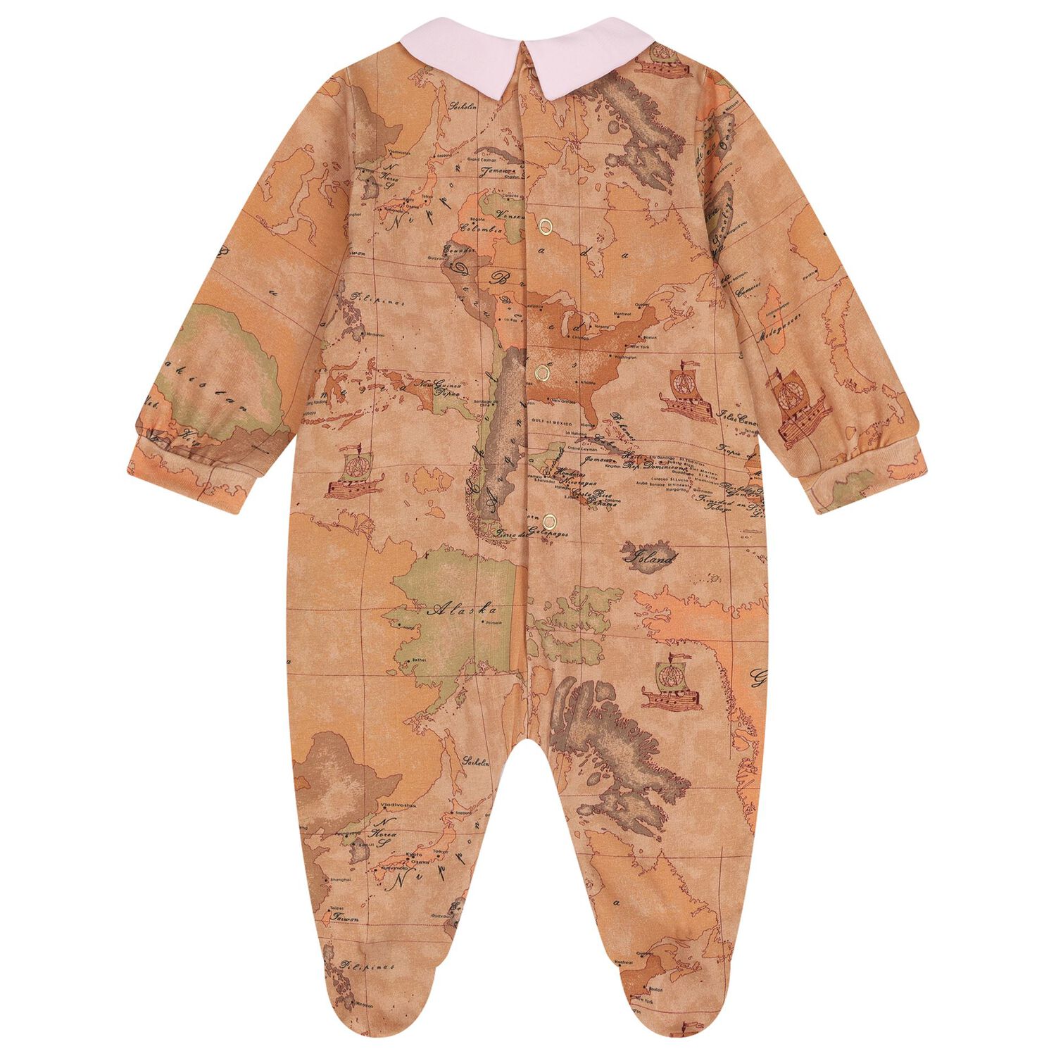 Baby Girls Beige & Pink Geo Map Babygrow Gift Set, 2, hi-res
