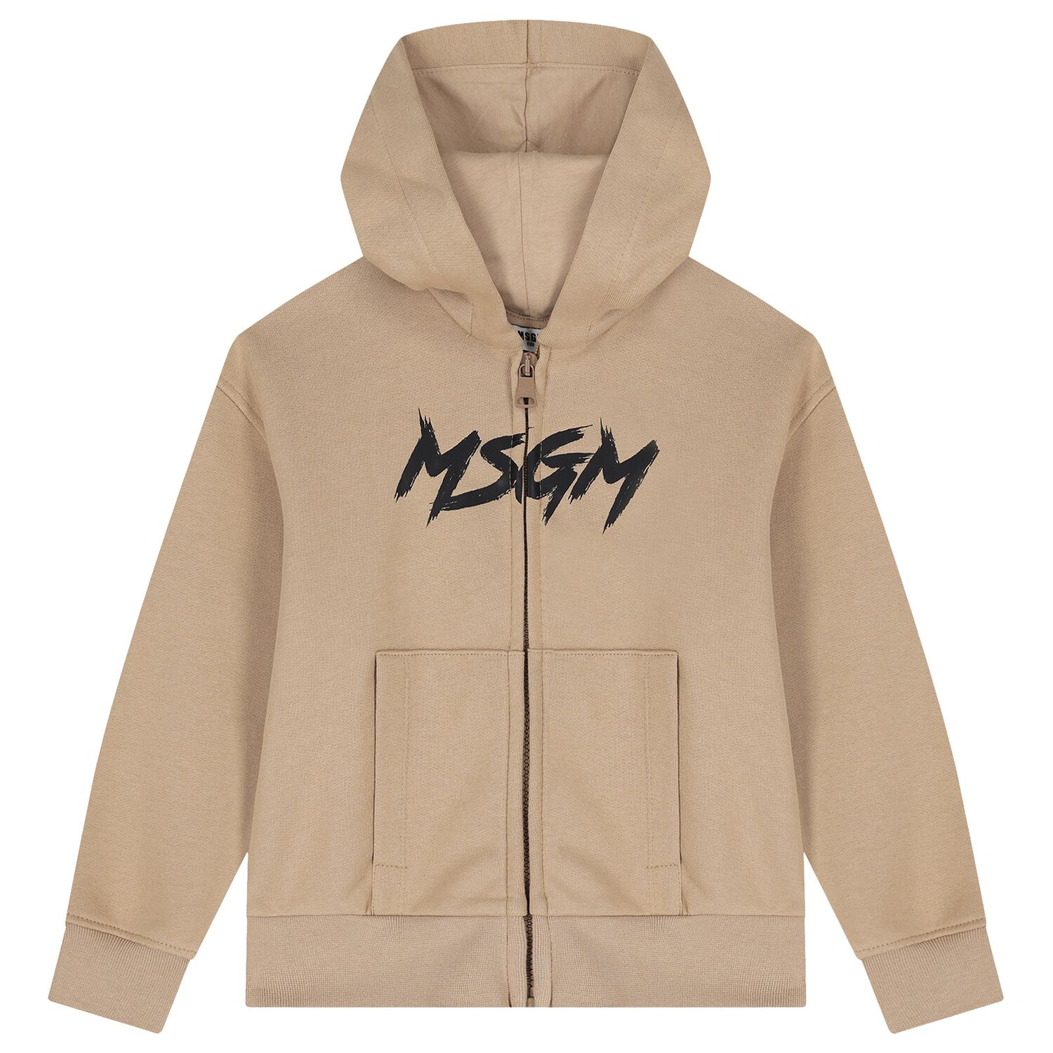 Beige Logo Hooded Zip Up Top, 2, hi-res image number null