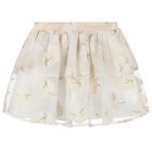 Girls Gold & White Roses Skirt Set, 1, hi-res