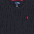 Navy Blue Logo Cable Knit Jumper, 1, hi-res