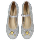 Girls Silver Bow Shoes, 2, hi-res