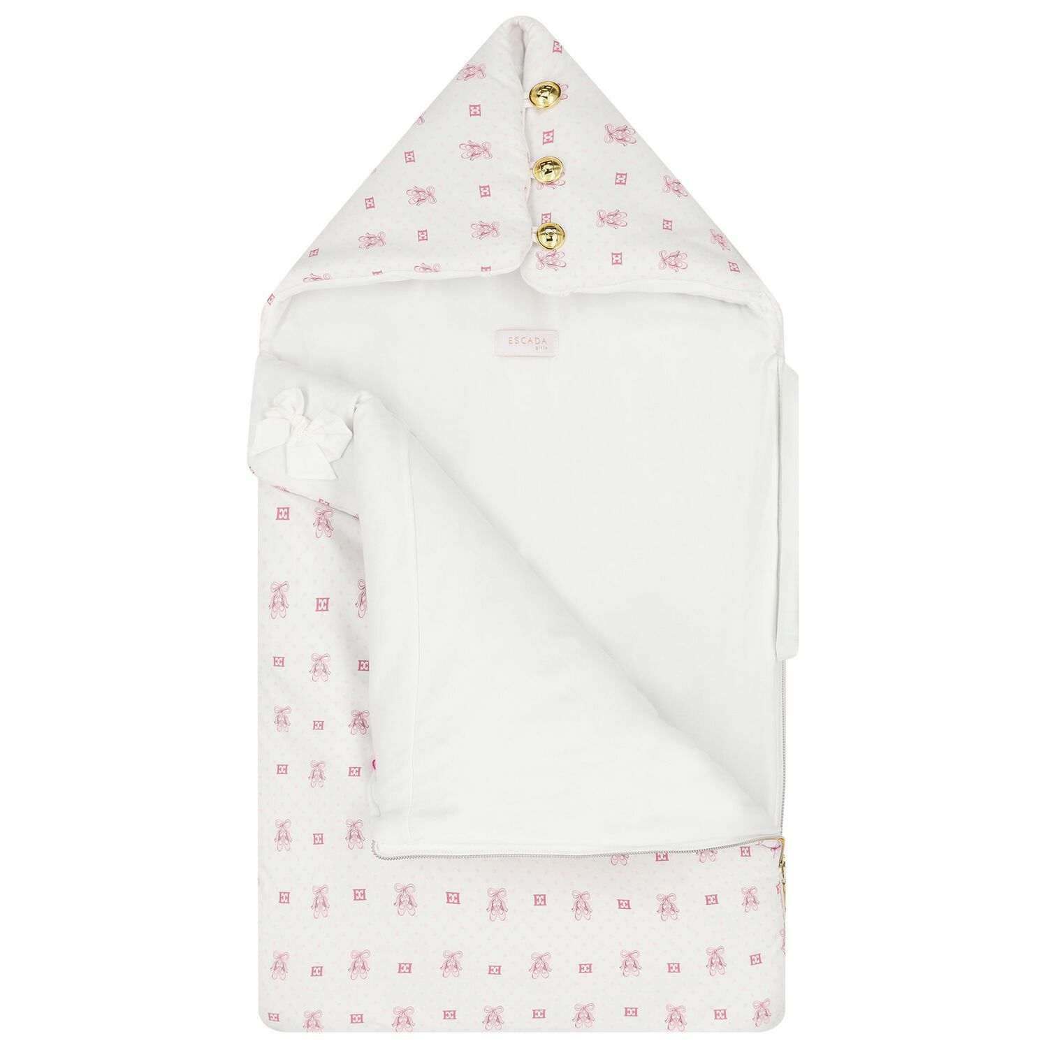 Baby Girls White & Pink Logo Nest, 1, hi-res