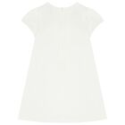 Girls White Bow Diamante Dress, 1, hi-res