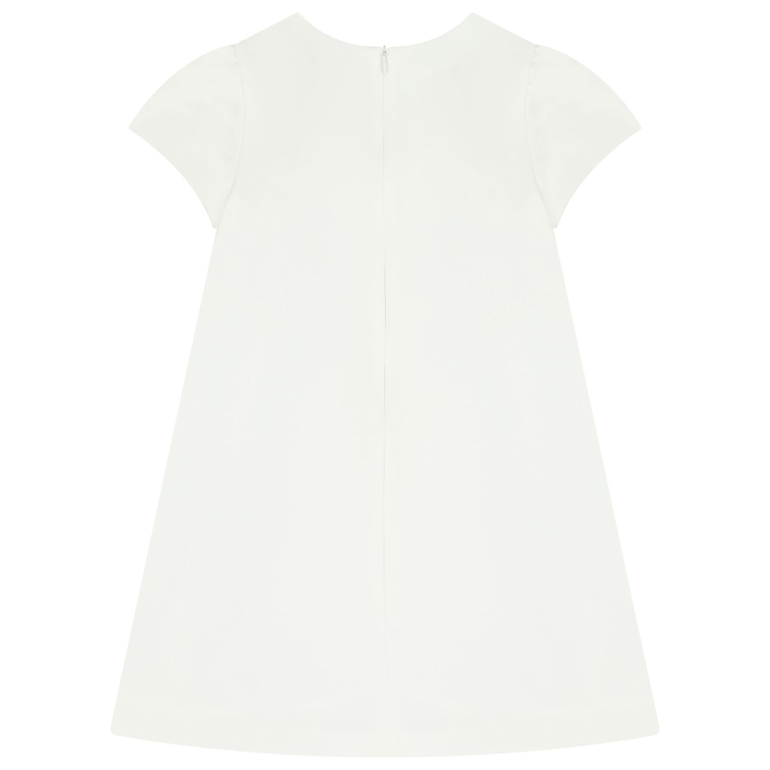 Girls White Bow Diamante Dress, 1, hi-res