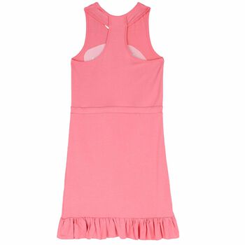 Girls Coral Pink Logo Dress