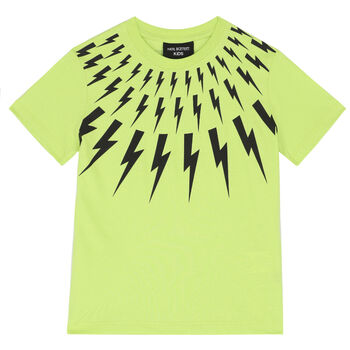 Boys Neon Green Thunderbolt T-Shirt
