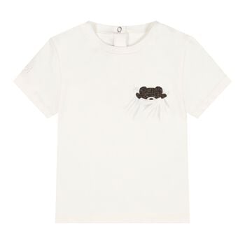 White Teddy Bear Logo Baby T-Shirt