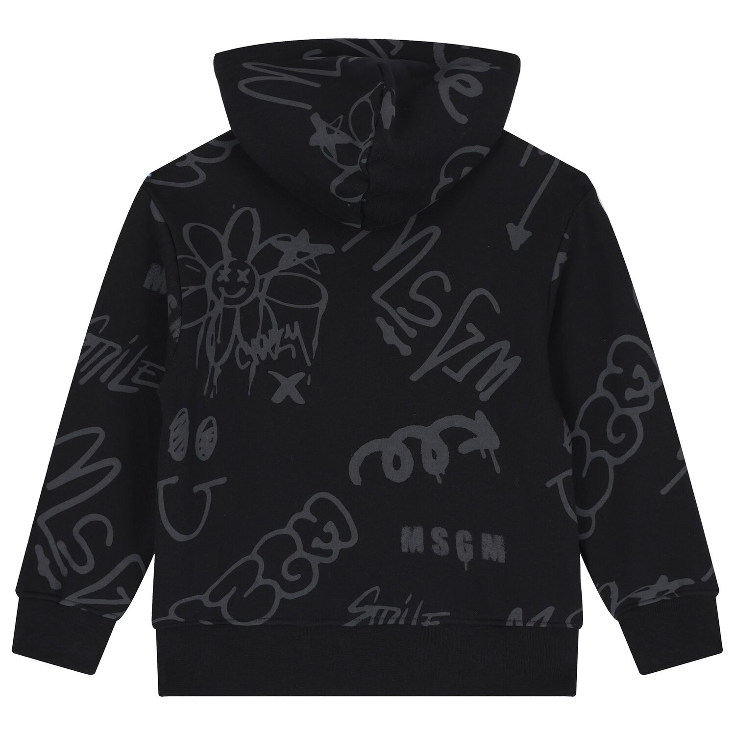 Boys Black Logo Hooded Top, 2, hi-res image number null
