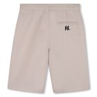 Boys Beige Logo Shorts , 1, hi-res