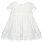 Baby Girls White Pleated Dress, 1, hi-res