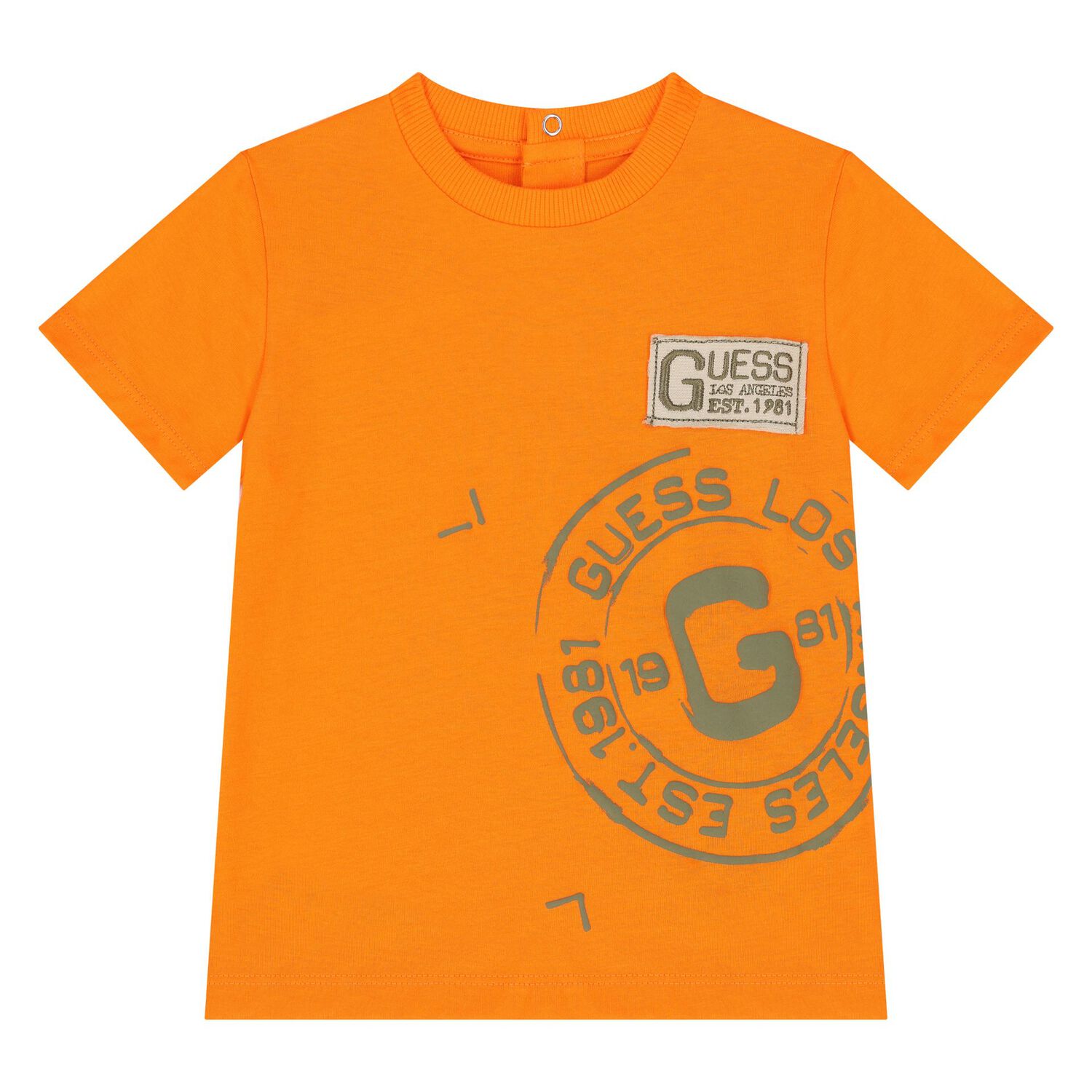 شورت بالشعار باللون البيج والبرتقالي للأولاد, 1, hi-res