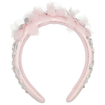 Girls Pink Flower Satin Headband