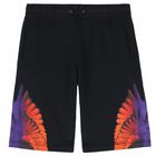 Boys Black Printed Shorts, 1, hi-res