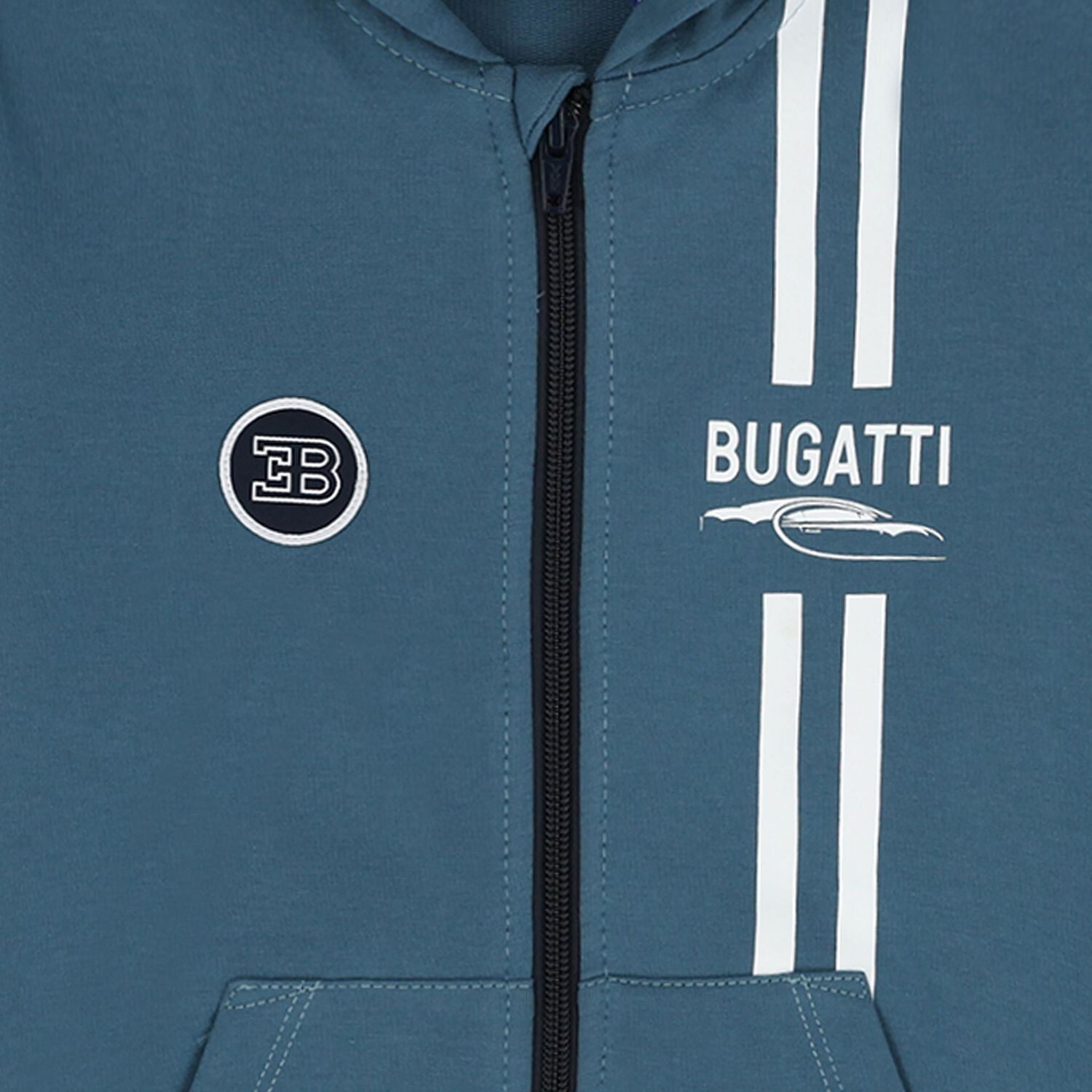 Boys Blue Logo Hooded Zip Up Top, 1, hi-res