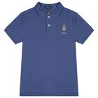 Boys Navy Blue Fishing Polo Bear Polo Shirt, 1, hi-res