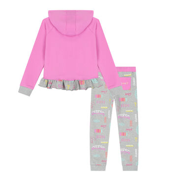Girls Pink & Grey Logo Tracksuit