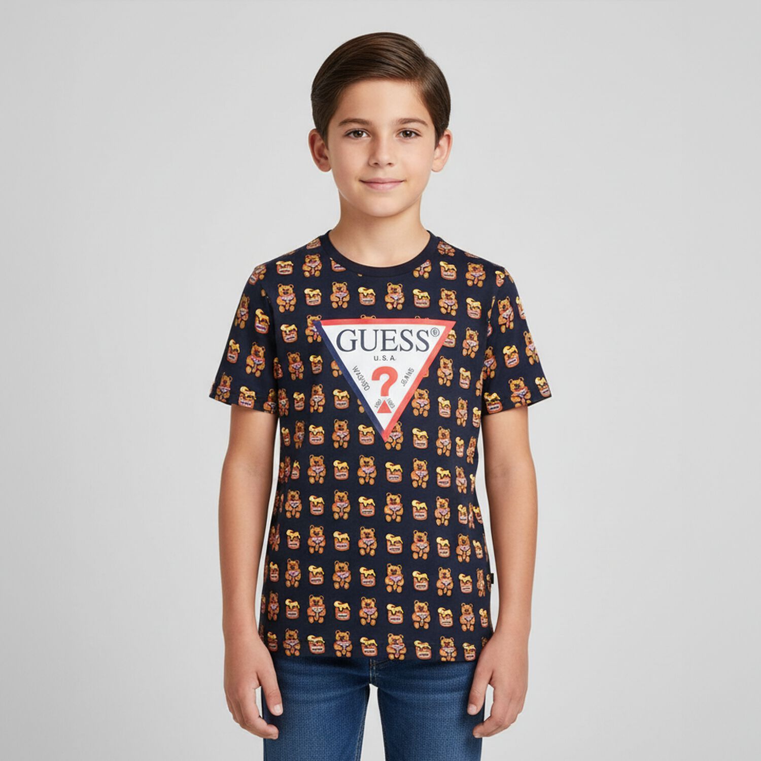 تي شيرت بالشعار باللون الكحلى , 3, hi-res