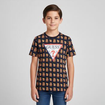 تي شيرت بالشعار باللون الكحلى 