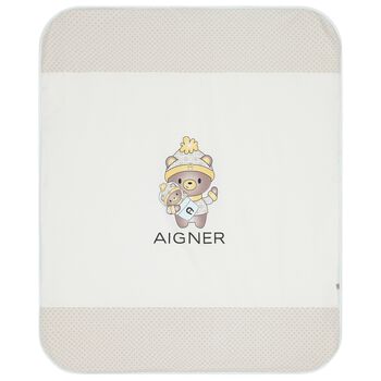 بطانيه اولاد بالشعار تيدى بير باللون العاجى والازرق