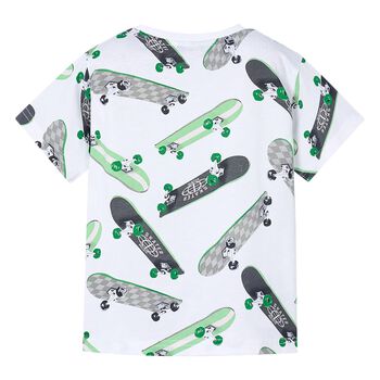 Boys White & Green Skateboards T-Shirt