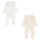 White & Beige Babygrows ( 2 Pack ), 6, hi-res