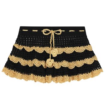 Girls Black & Gold Crochet Skirt
