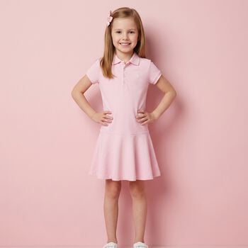 Girls Pink Logo Polo Dress