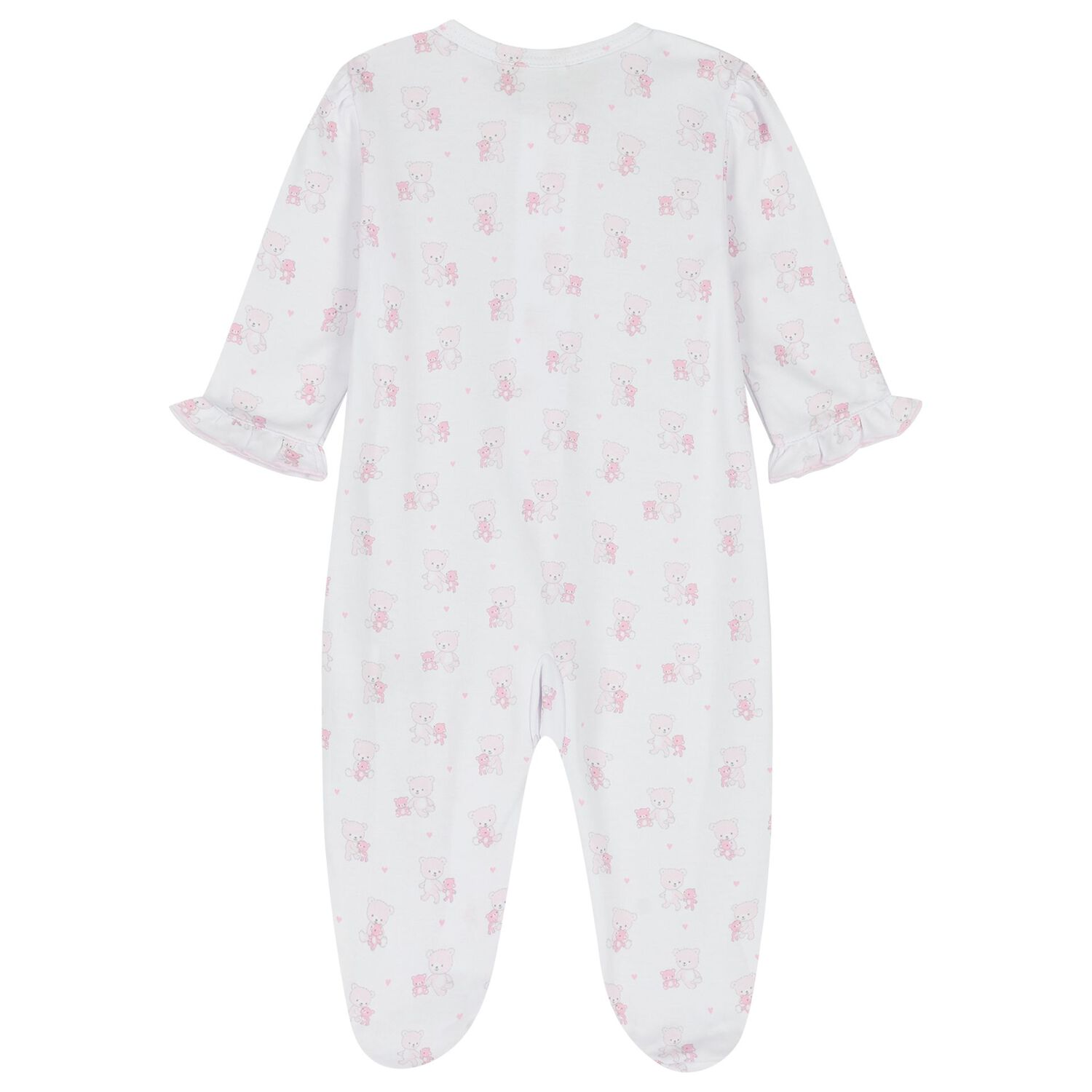 Baby Girls White & Pink Teddy Bear Babygrow, 1, hi-res