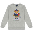 Boys Grey Polo Bear Sweatshirt, 2, hi-res
