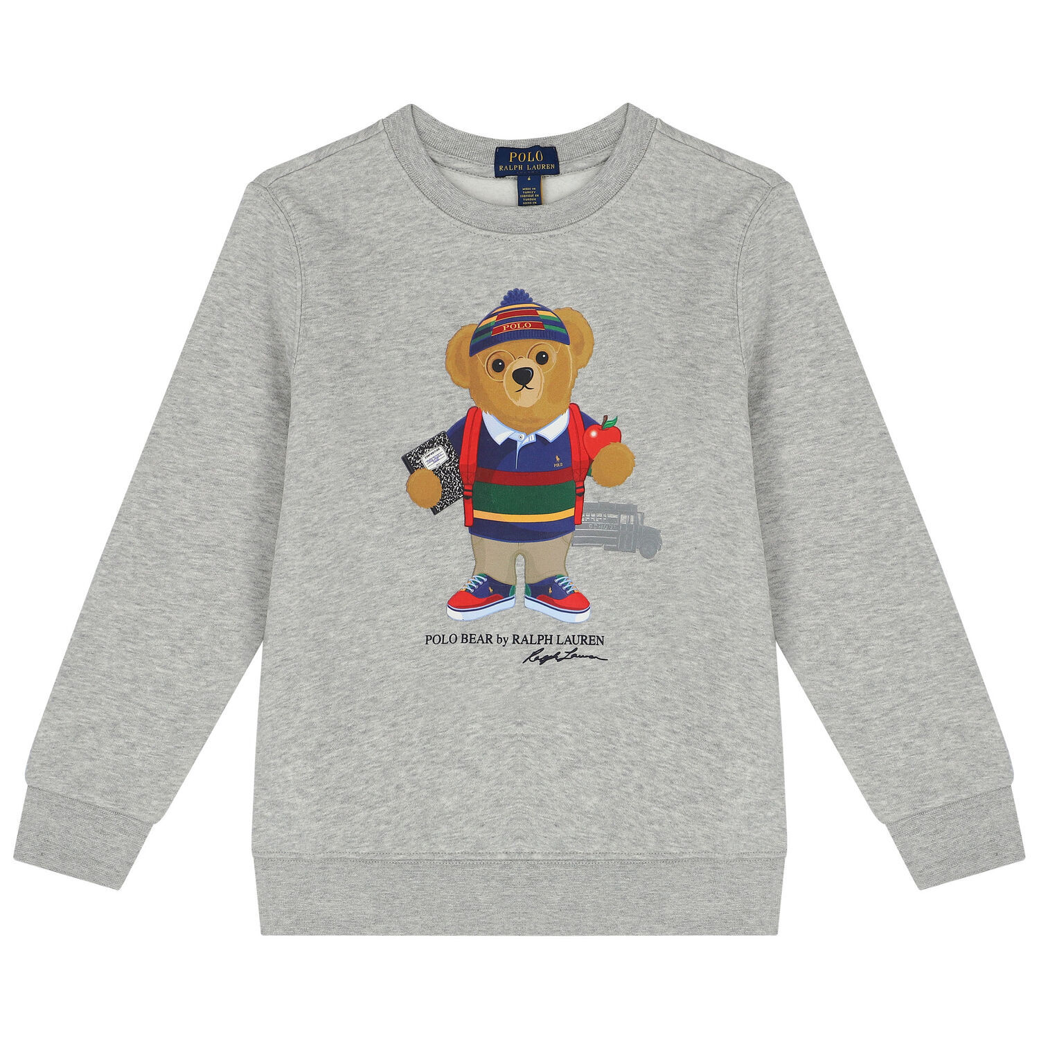 Boys Grey Polo Bear Sweatshirt, 2, hi-res
