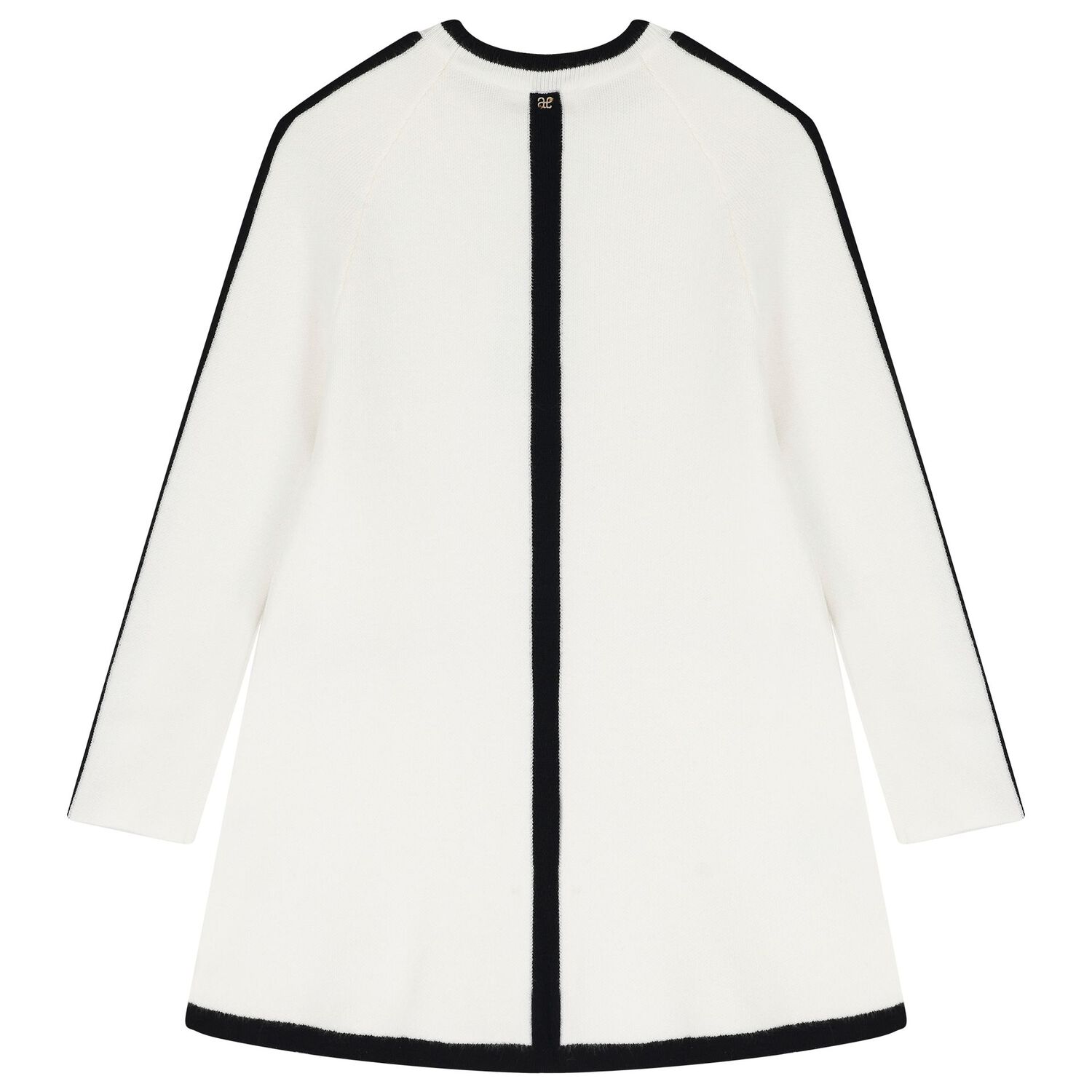 Girls Ivory & Black Knitted Dress, 1, hi-res