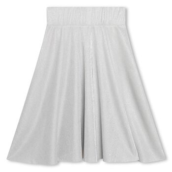 Girls Silver Plissé Skirt