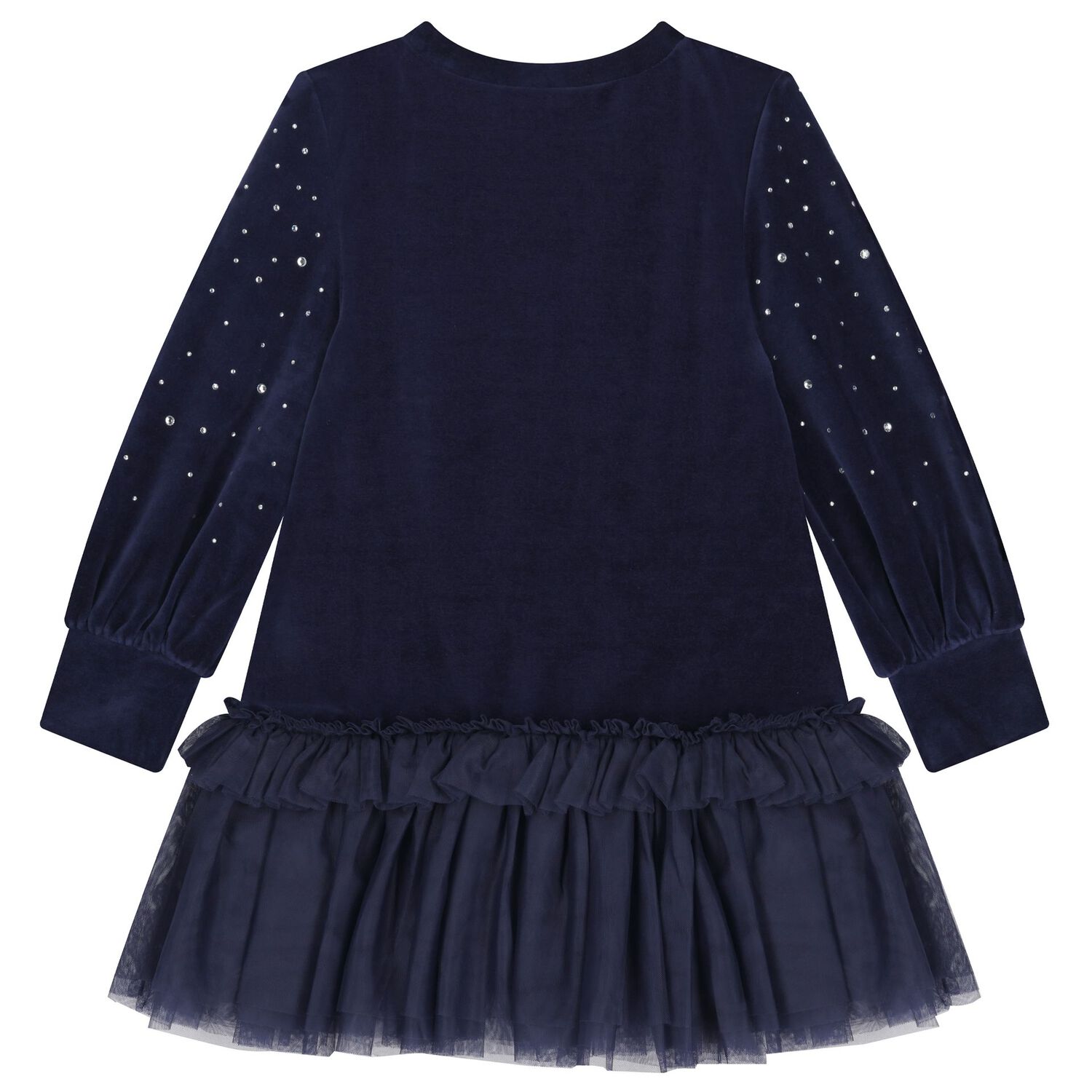 Girls Navy Blue Embellished Dress, 1, hi-res