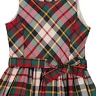 Girls Red & Green Tartan Satin Dress, 1, hi-res
