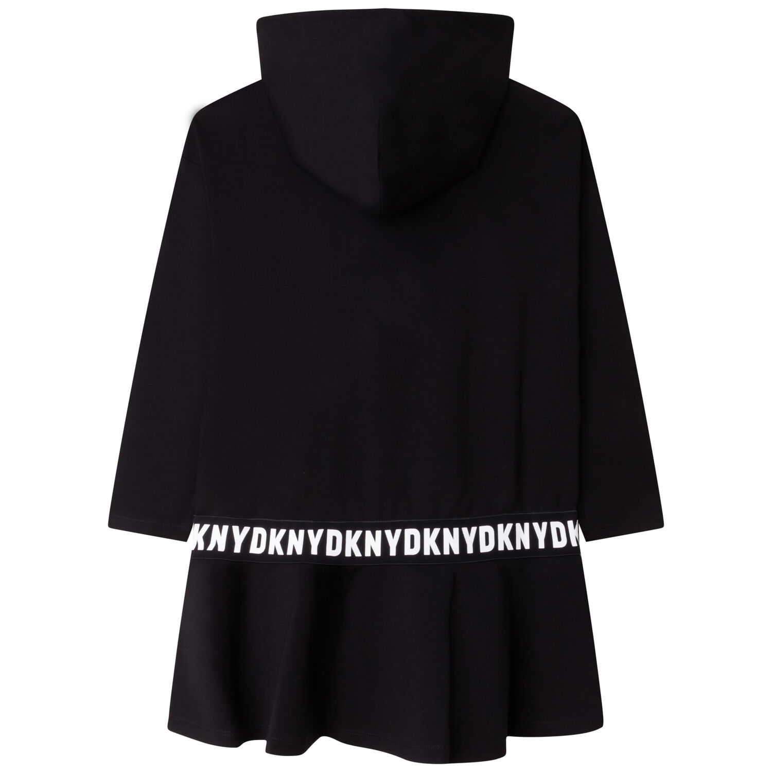 Girls Black Logo Sequin Hooded Dress, 1, hi-res image number null