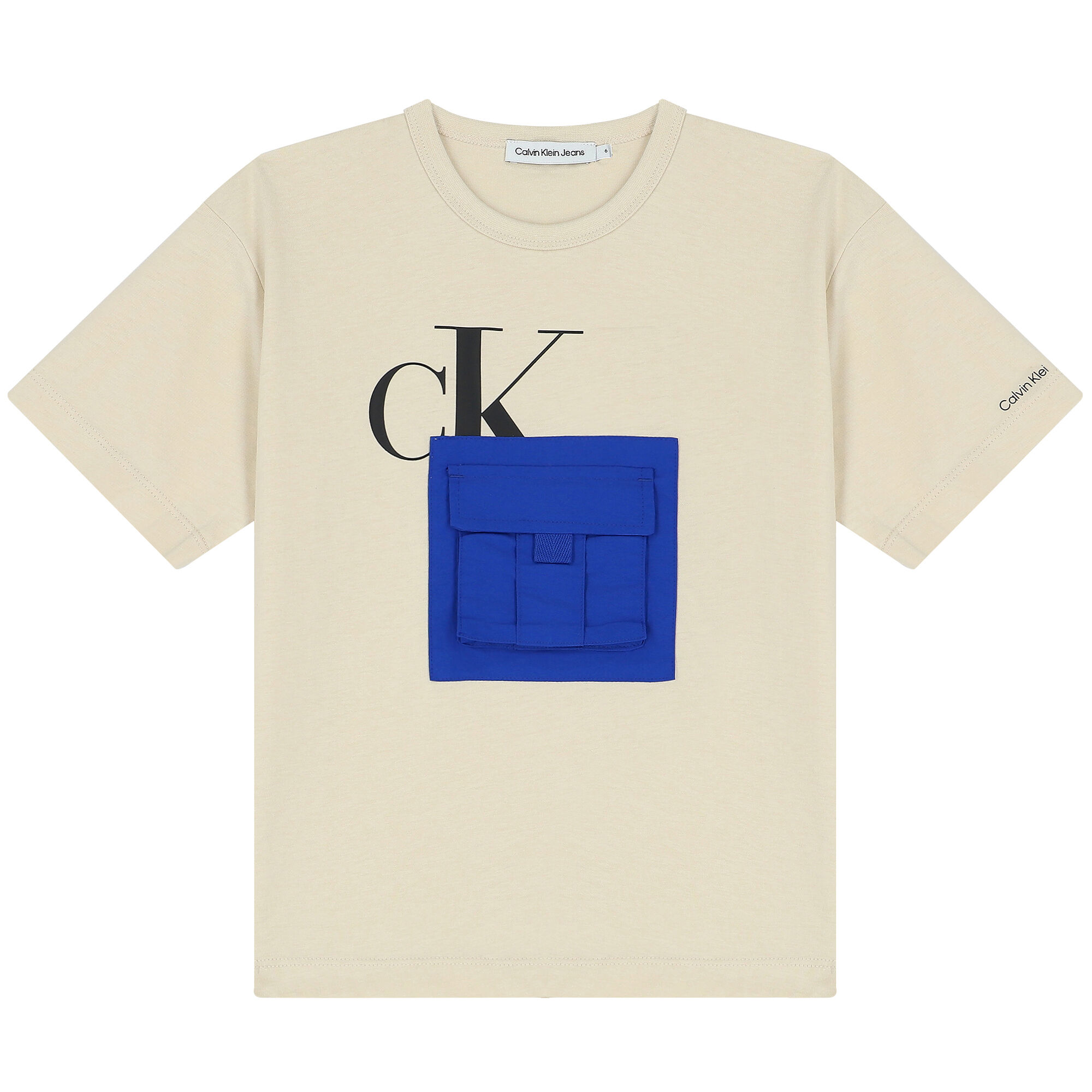 Calvin Klein Boys Beige Logo T Shirt Junior Couture UAE