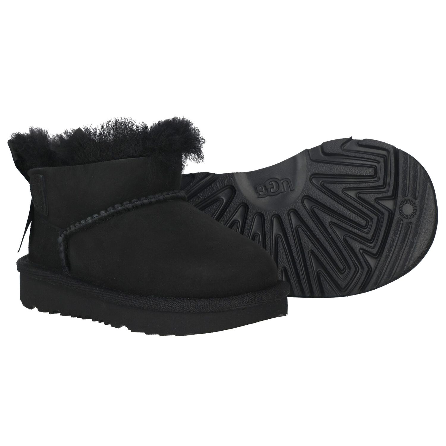 Younger Girls Black Ultra Mini Bailey Bow Boots, 1, hi-res