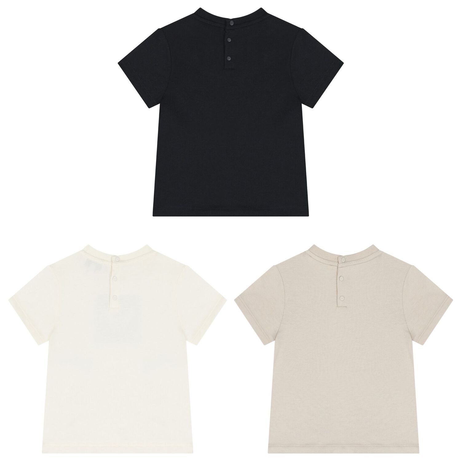 Younger Boys Navy Blue, Ivory & Beige T-Shirts (3 Pack), 2, hi-res