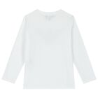 Boys White Logo Long Sleeve Top&nbsp;, 2, hi-res