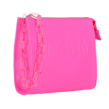 Girls Pink Embossed Logo Handbag