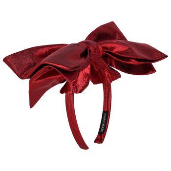 Girls Metallic Red Bow Headband