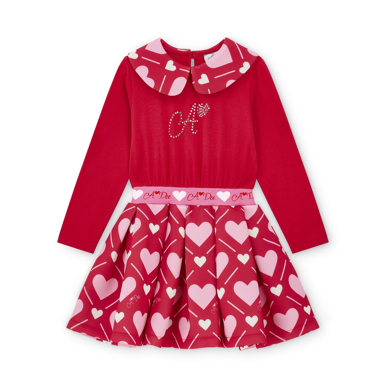 Girls Red Logo Heart Dress, 1, hi-res
