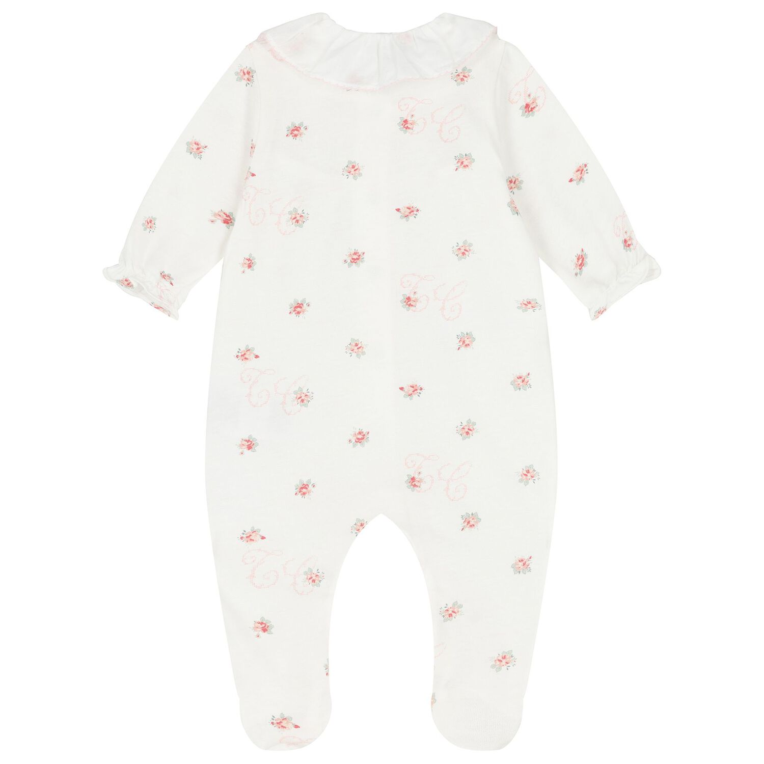 Baby Girls Ivory Floral Babygrow, 1, hi-res