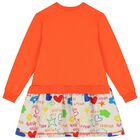 Girls Orange & Grey Star Dress, 1, hi-res